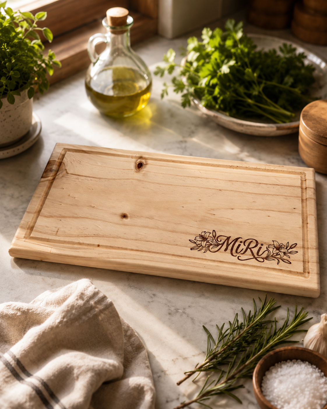 Tabla de Pino para Picar y Charcutería · Grabado Personalizado